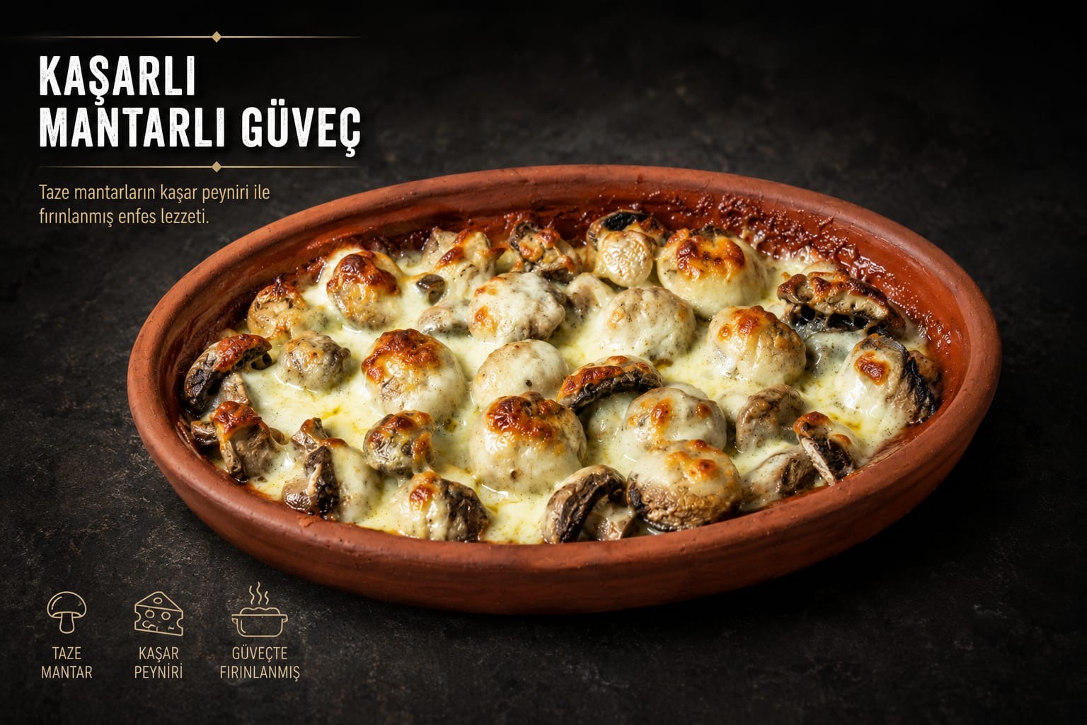 Kaşarlı Mantarlı Güveç